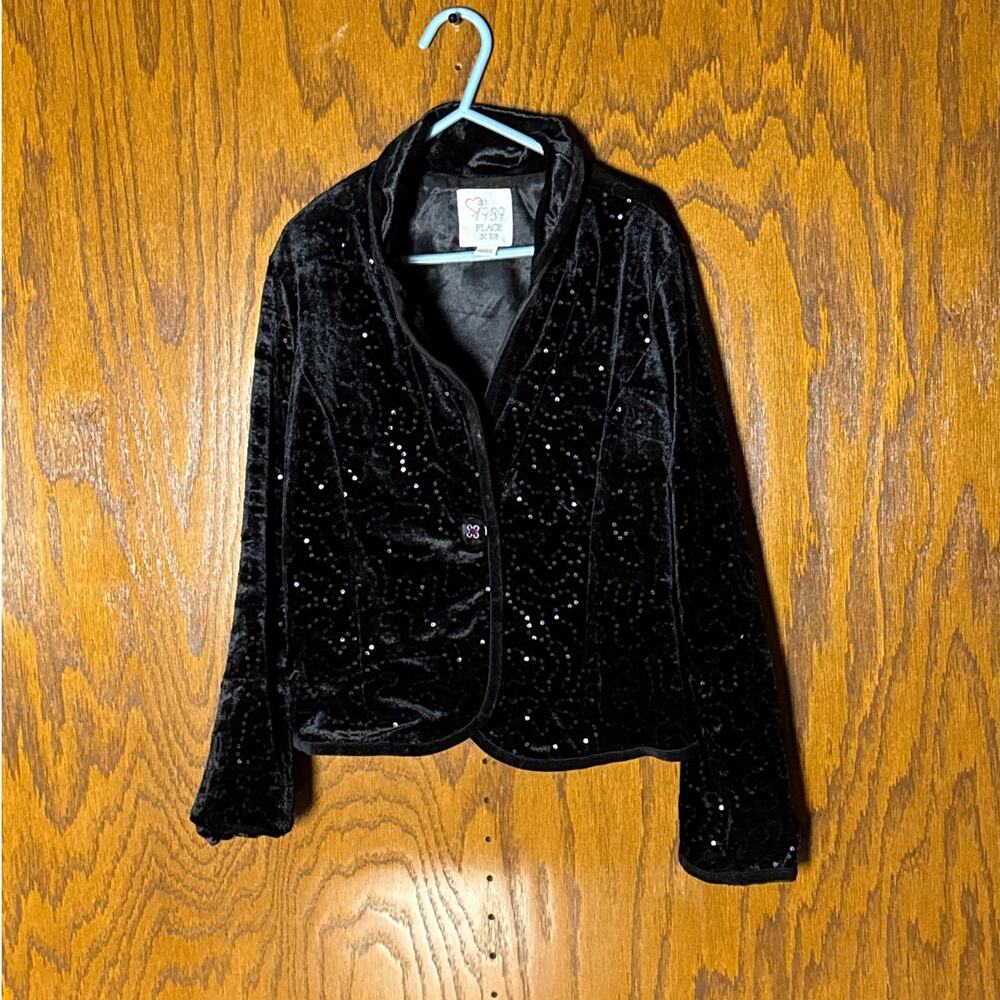 EST 1989 Place Sequin Girls Velvet Jacket